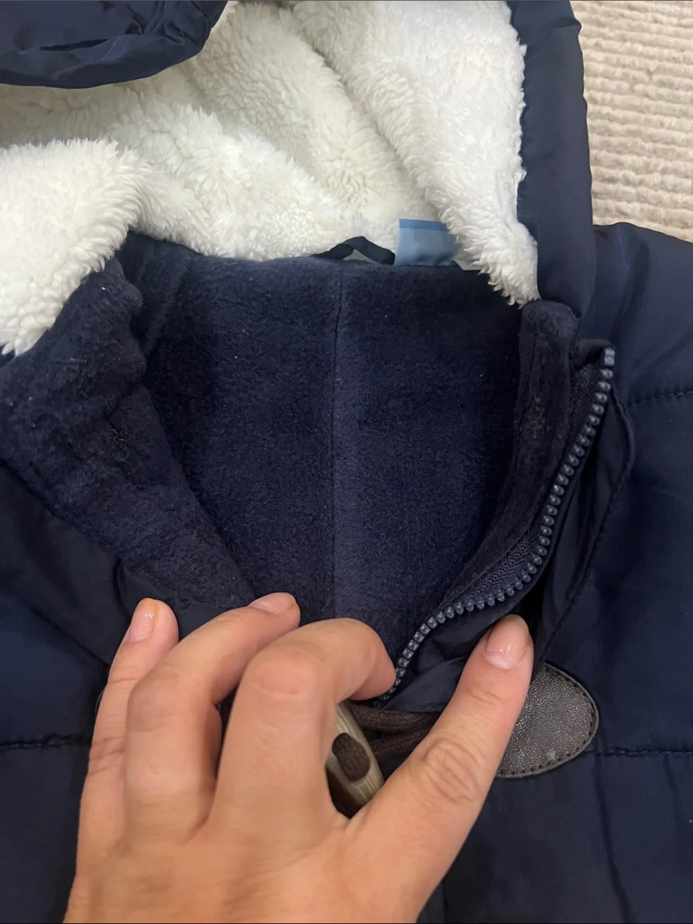 Children's Place Baby Navy Hooded Snowsuit One-Piece with Mittens